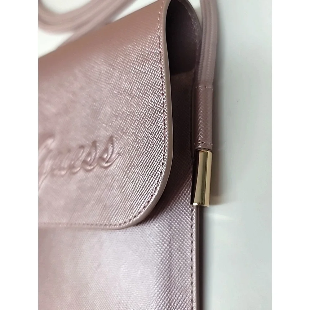 Guess Universal Metallic Pink Phone/Passport Pouch w/Adjustable Strap/Card Slot